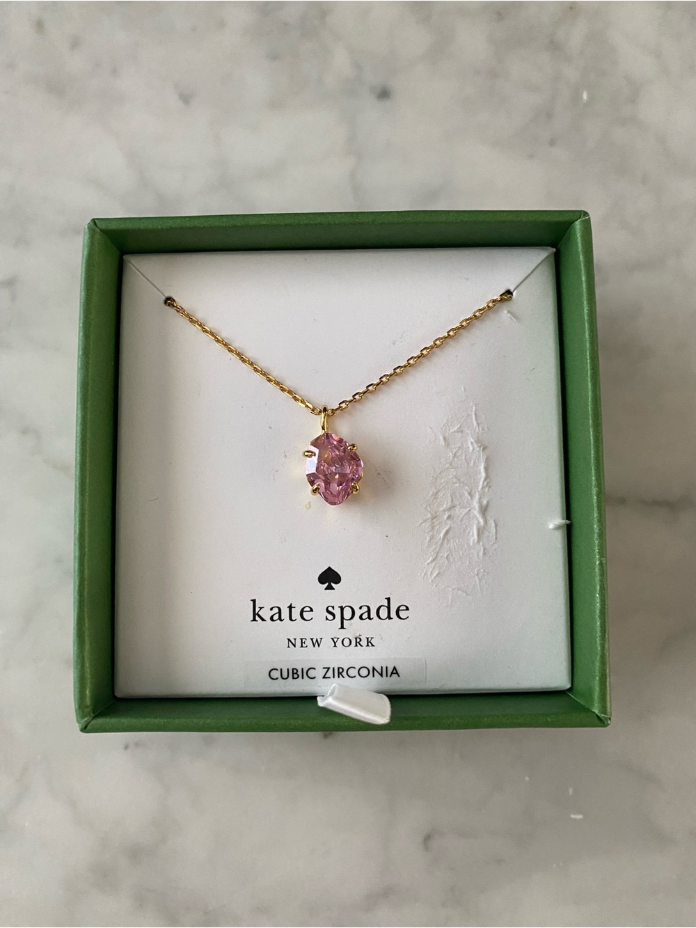 KATE SPADE NEW YORK Treasure Trove Crystal Mini Pendant Necklace, 16" + 3" PINK